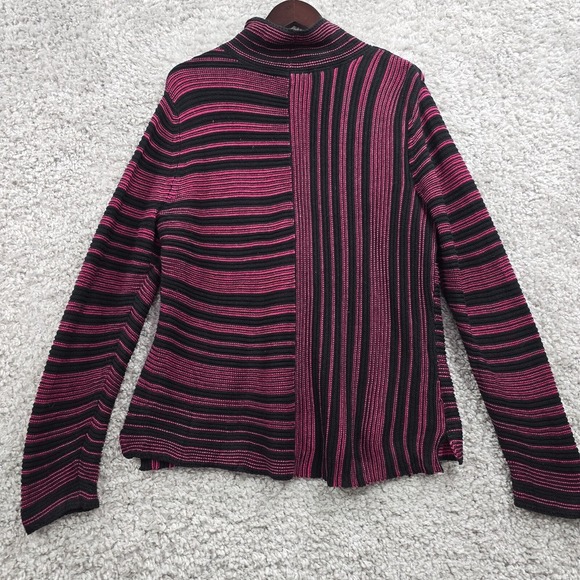 Habitat‎ Clothes Sweater Womens Medium Black Pink Striped Knit Cowl Neck - Picture 7 of 11
